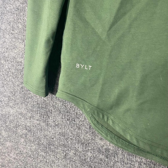 BYLT T-Shirt Small Pine Green Drop Cut Lux Long Sleeve Crew Neck - Picture 4 of 8
